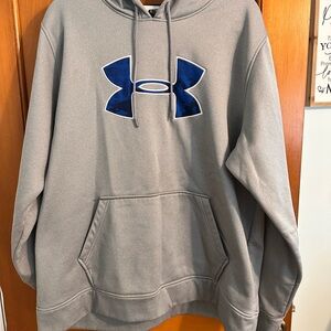 Under Armour Men's Gray Hoodie with Blue Logo